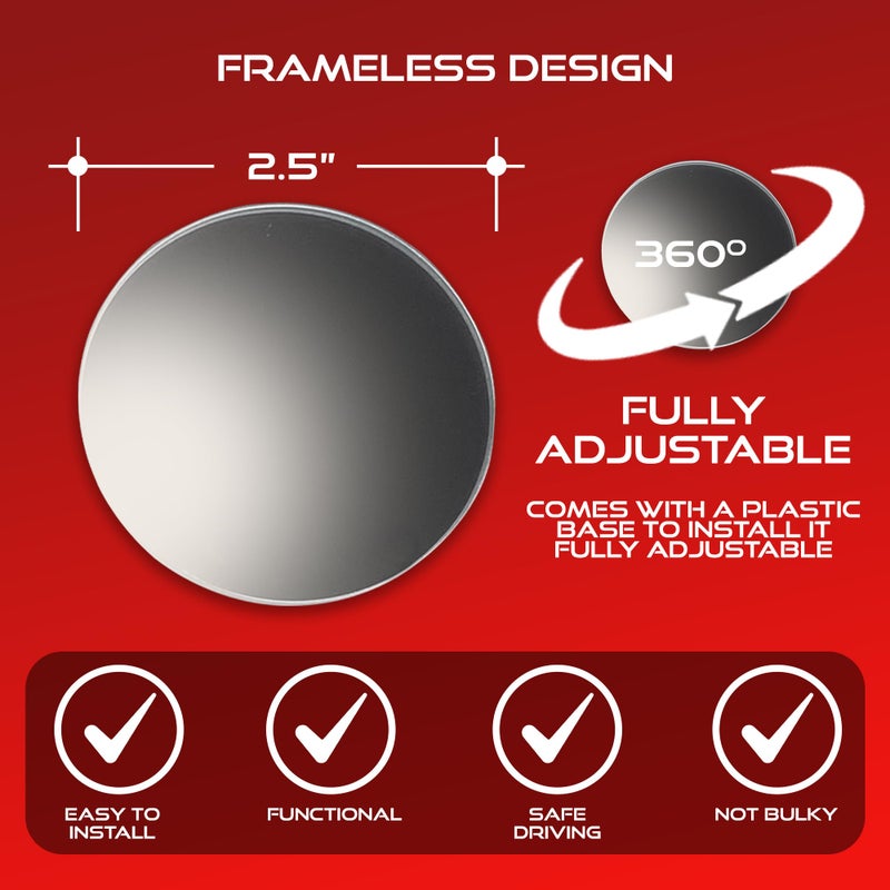 Utopicar 2.5" Unique Convex Blind Spot Side: Rear View - Truck And Car Rearview Mirror - Automotive Exterior Blindspot Accessories For Men & Women - Auto Parts (2pack) - Image 3